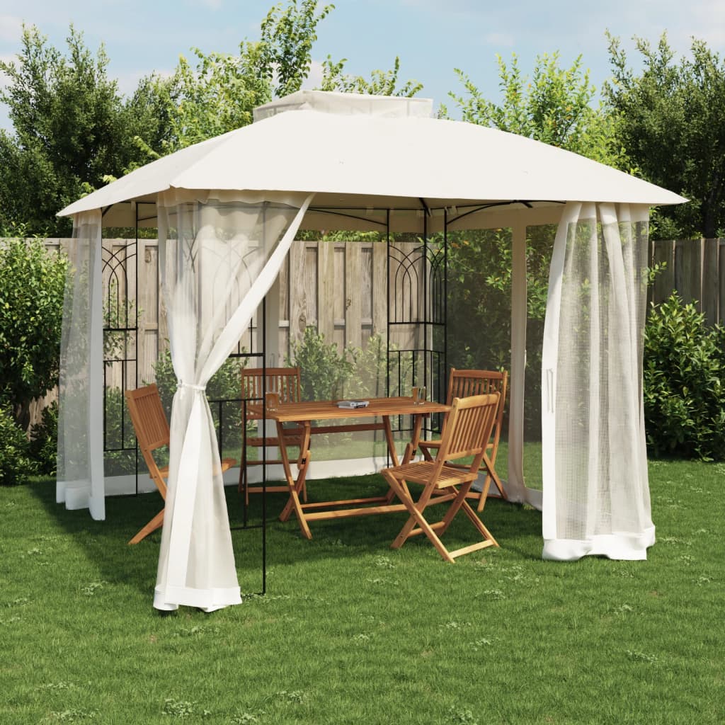 Parois latérales du gazebo Vidaxx en maille et double toit 2,94x2,94 m acier crème
