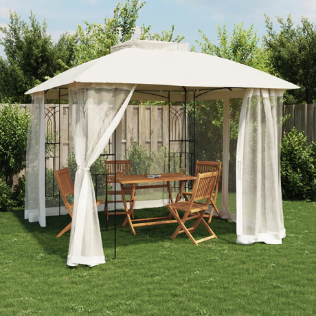 Parois latérales du gazebo Vidaxx en maille et double toit 2,94x2,94 m acier crème