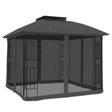 Tonnelle Vidaxx avec parois grillagées et double toit 2,94x2,94 m acier anthracite