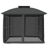 Tonnelle Vidaxx avec parois grillagées et double toit 2,94x2,94 m acier anthracite