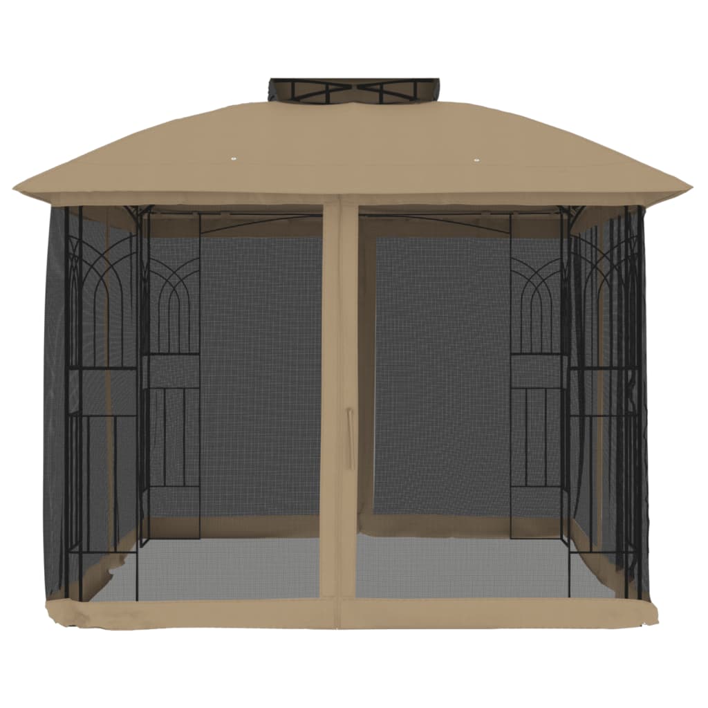 Parois latérales du gazebo Vidaxx en maille et double toit 2,94x2,94 m acier taupe