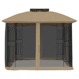 Parois latérales du gazebo Vidaxx en maille et double toit 2,94x2,94 m acier taupe