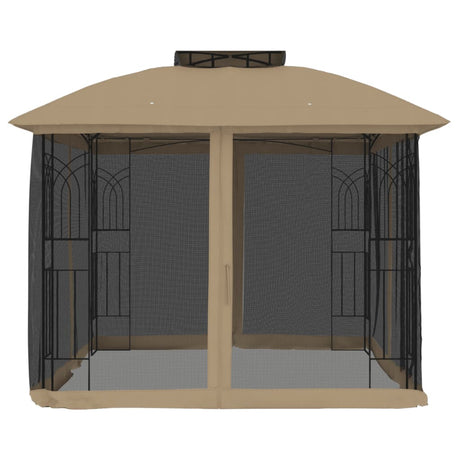 Parois latérales du gazebo Vidaxx en maille et double toit 2,94x2,94 m acier taupe
