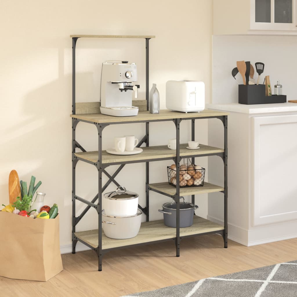 Vidaxx étagère de boulangerie 90x40x132 cm finition bois et métal chêne sonoma