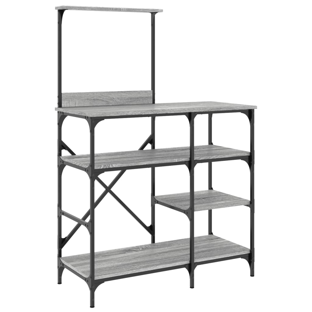 Vidaxl Bakers Rack 90x40x132 cm Bois transformé et métal sonoma gris métallique