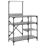 Vidaxl Bakers rack 90x40x132 cm Legno trasformato in legno e metallo grigio Sonoma