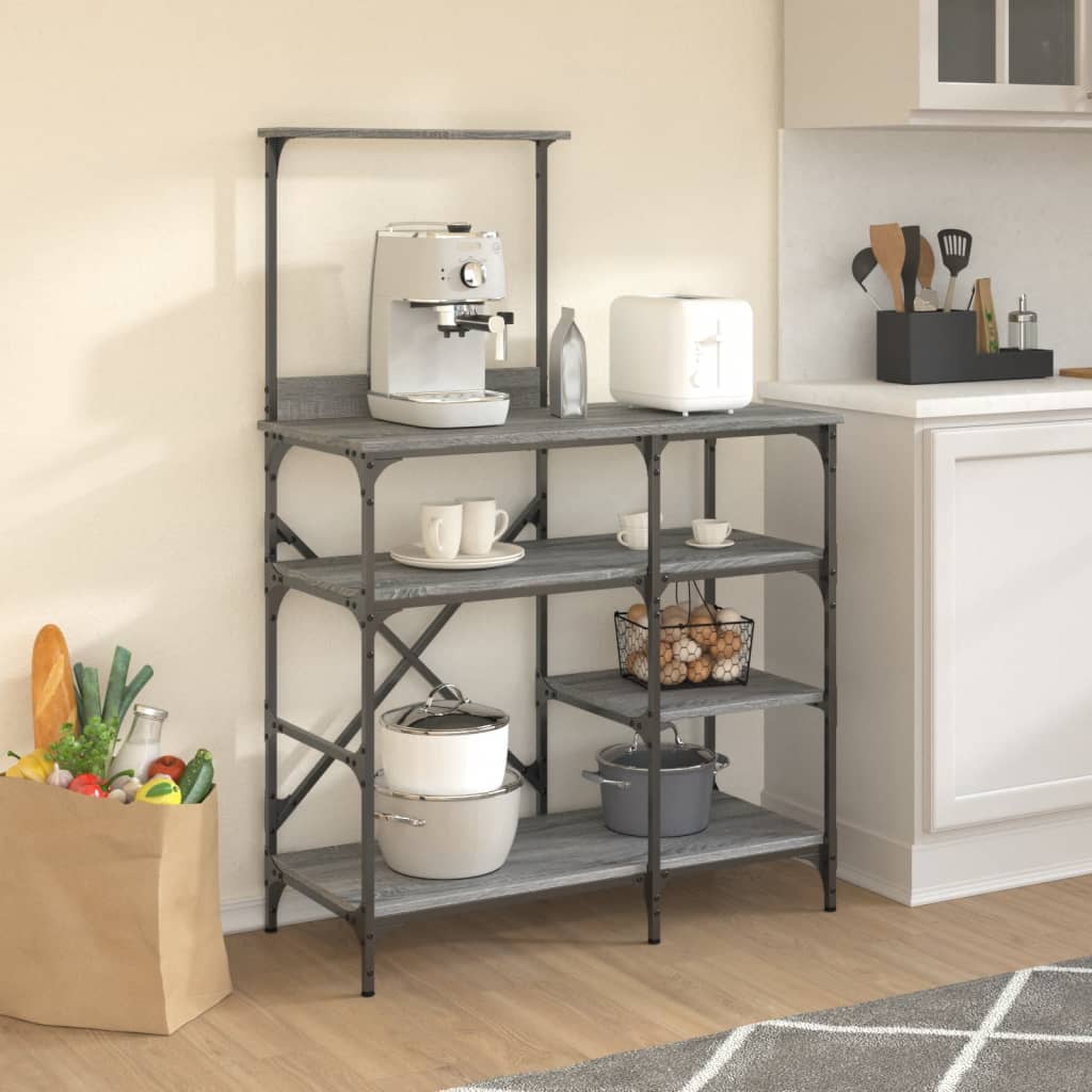 Vidaxl Bakers Rack 90x40x132 cm Behandlet tre og metallgrå Sonoma