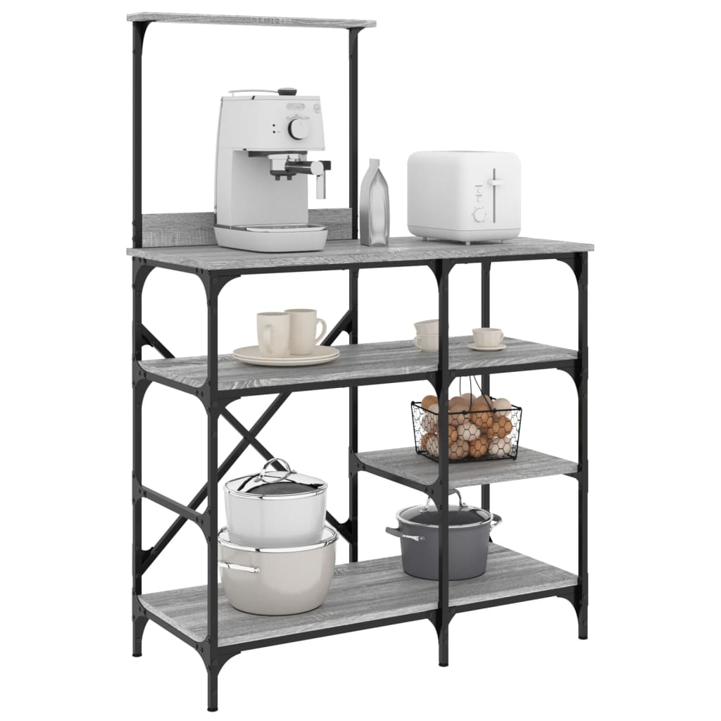 Vidaxl Bakers Rack 90x40x132 cm Behandlet tre og metallgrå Sonoma