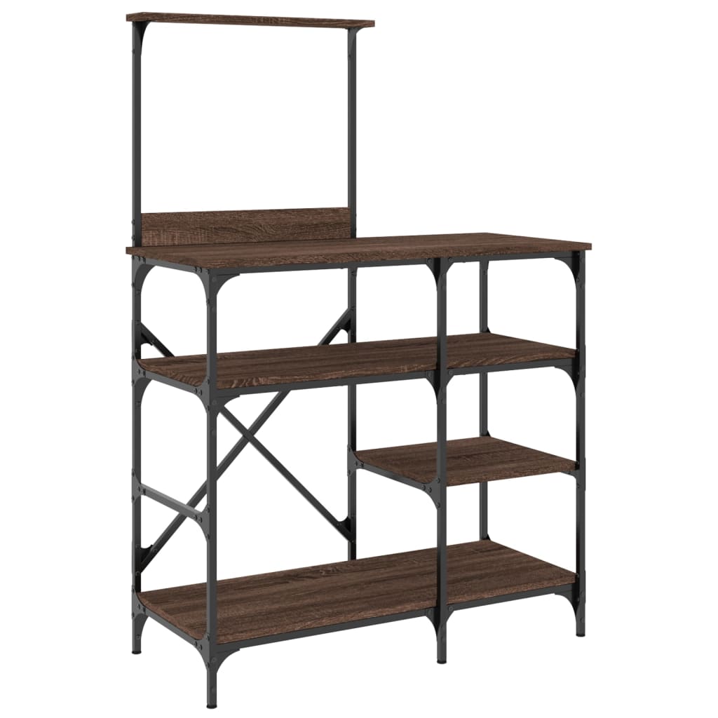 Vidaxl Bakers Rack 90x40x132 cm Bois transformé et couleur de chêne marron métallique