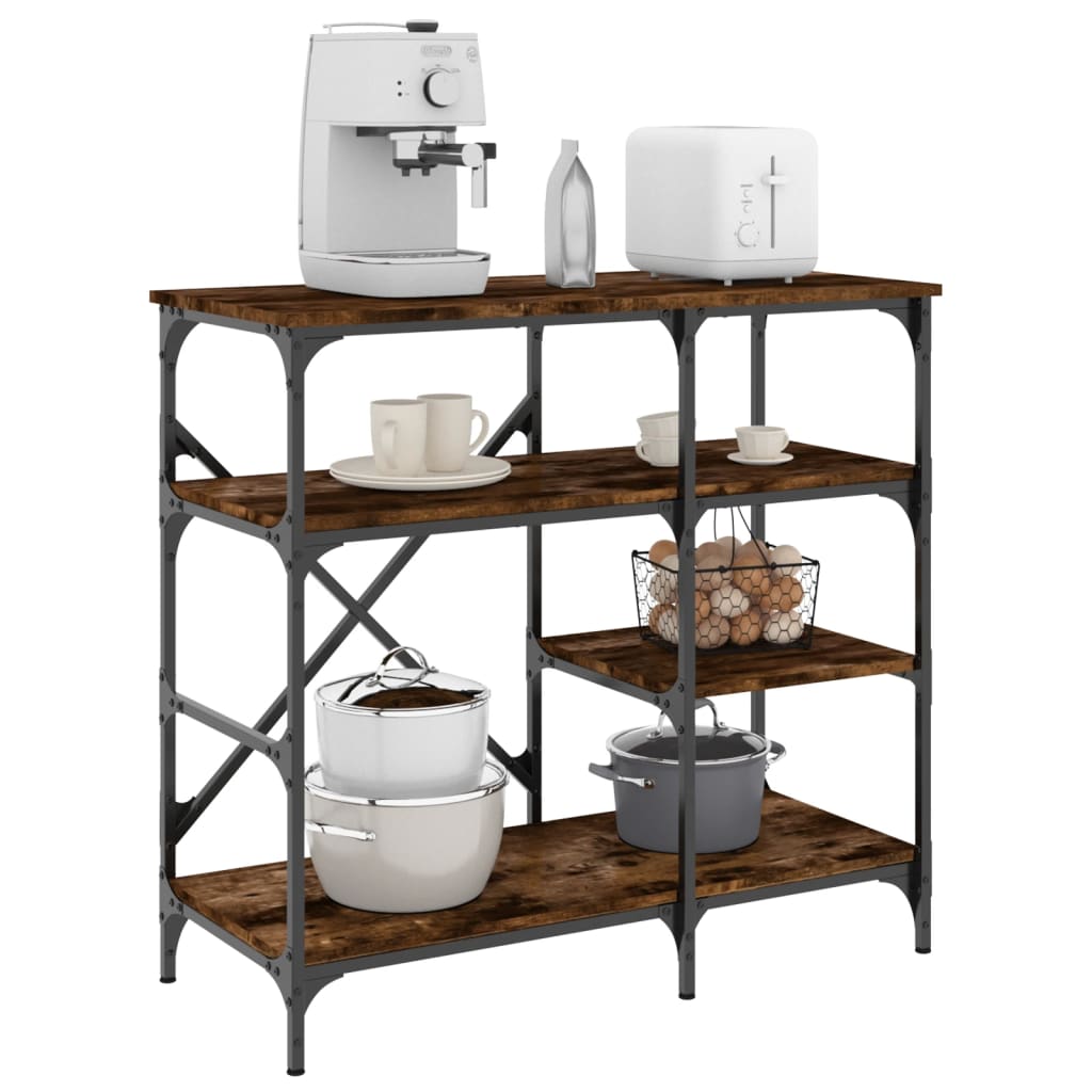 Vidaxx étagère à pâtisserie 90x40x84 cm en bois travaillé et métal chêne fumé