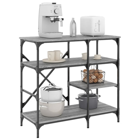 VidaXL étagère de boulanger 90x40x84 cm bois artisanal et métal gris sonoma