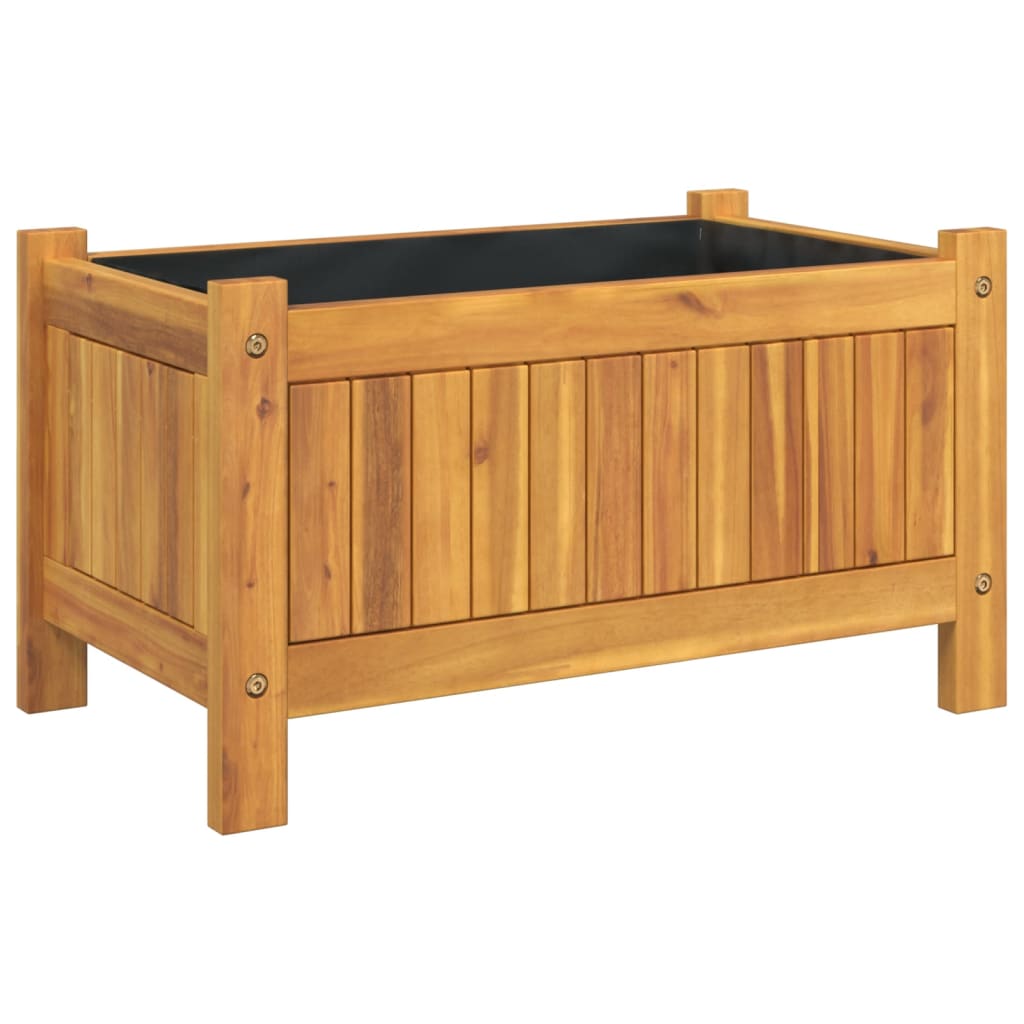 Planteur vidaxl avec doublure 54x31x30 cm en bois d'acacia solide