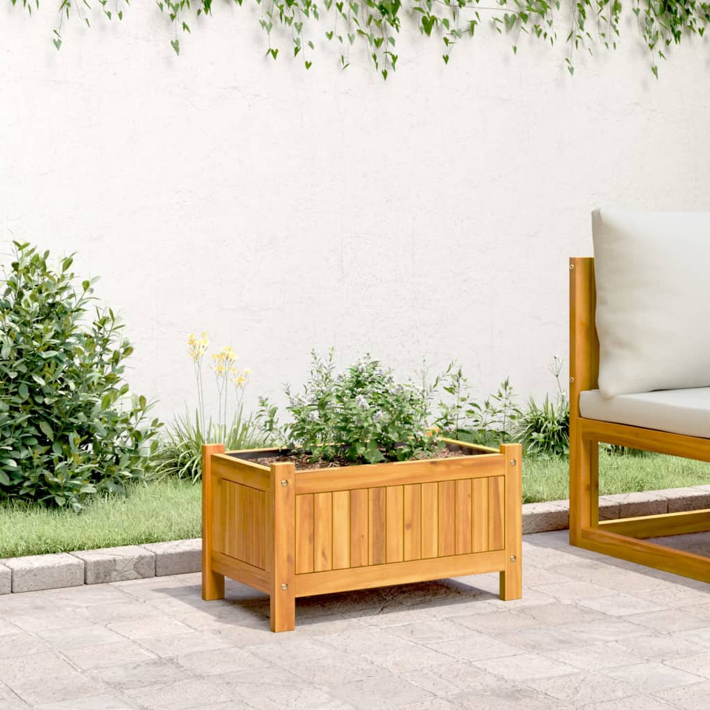 Vidaxx jardinière avec doublure 54x31x30 cm bois d'acacia massif