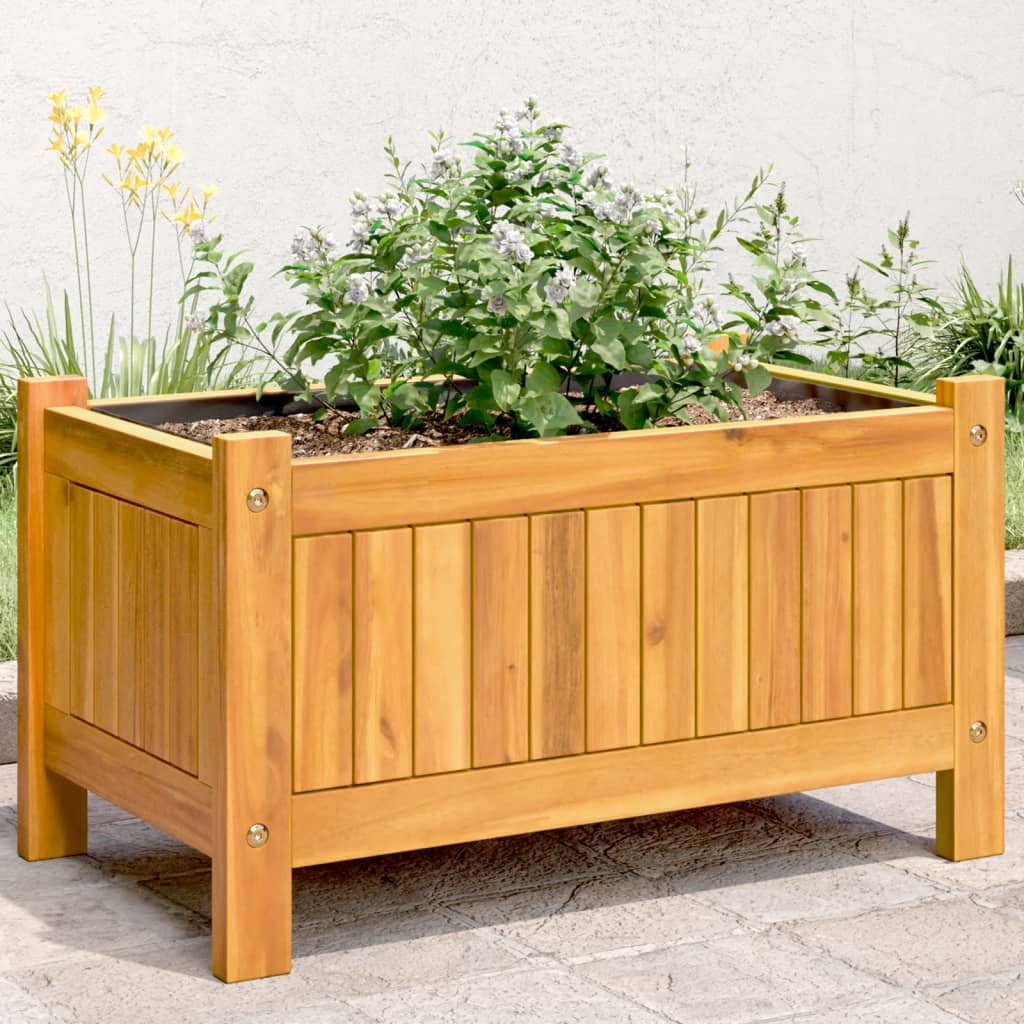 VidaXL Planter with lining 54x31x30 cm solid acacia wood