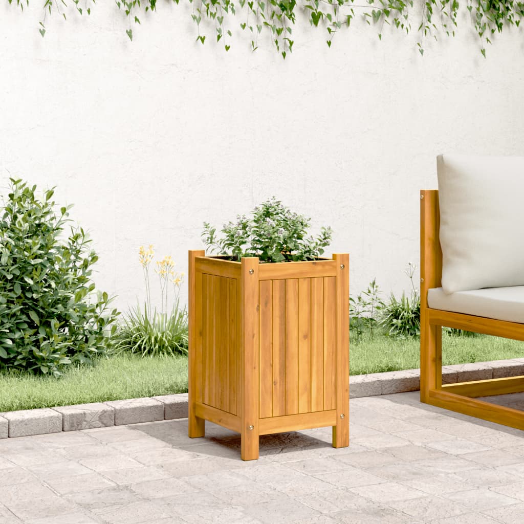 Vidaxx jardinière avec doublure 31x31x50 cm bois d'acacia massif