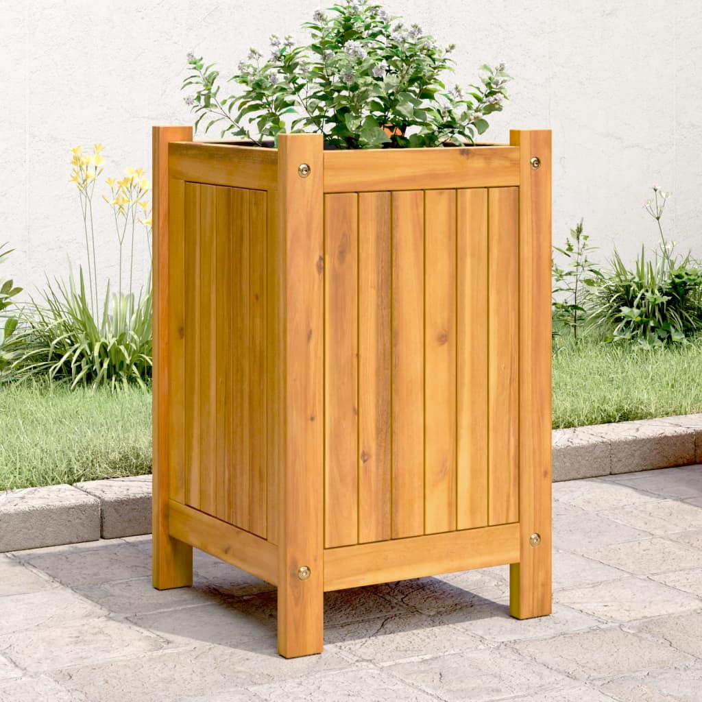 Vidaxx jardinière avec doublure 31x31x50 cm bois d'acacia massif