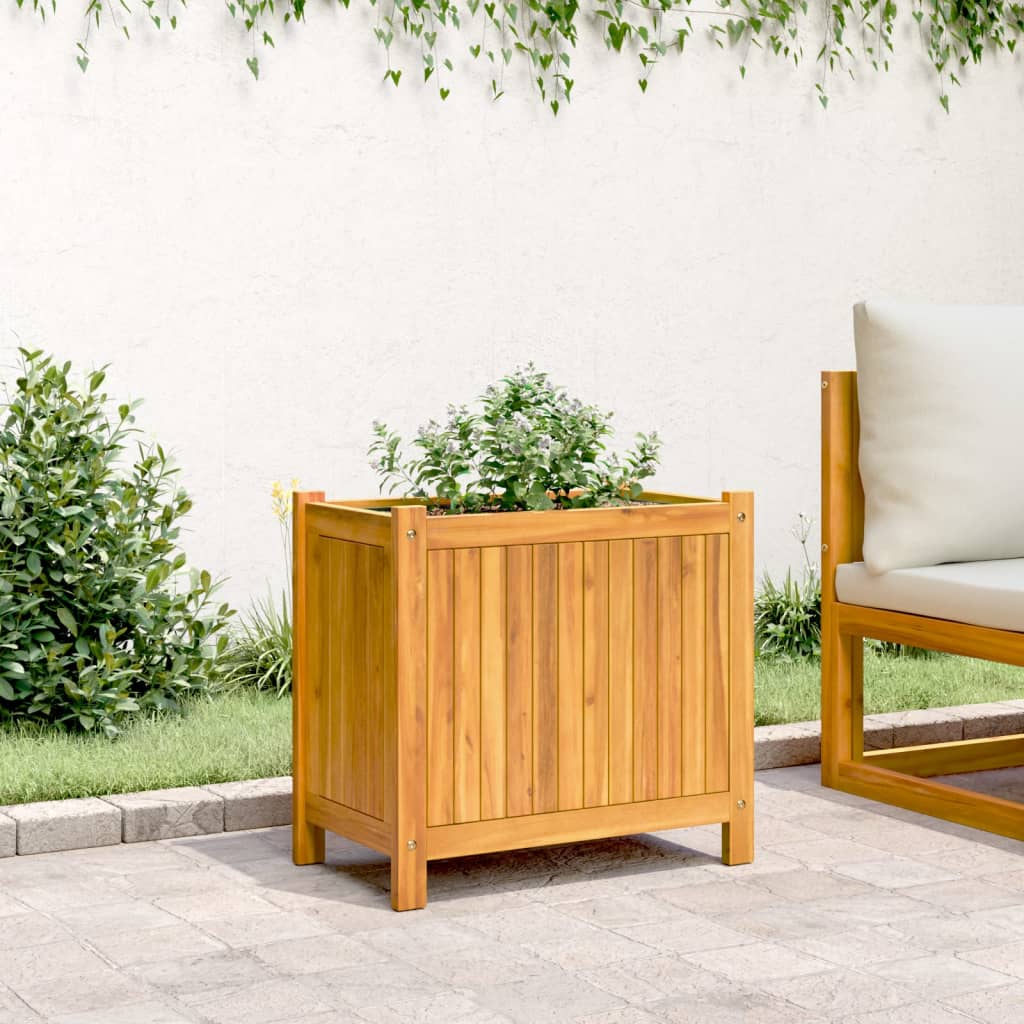 Vidaxx jardinière avec doublure 54x31x50 cm bois d'acacia massif