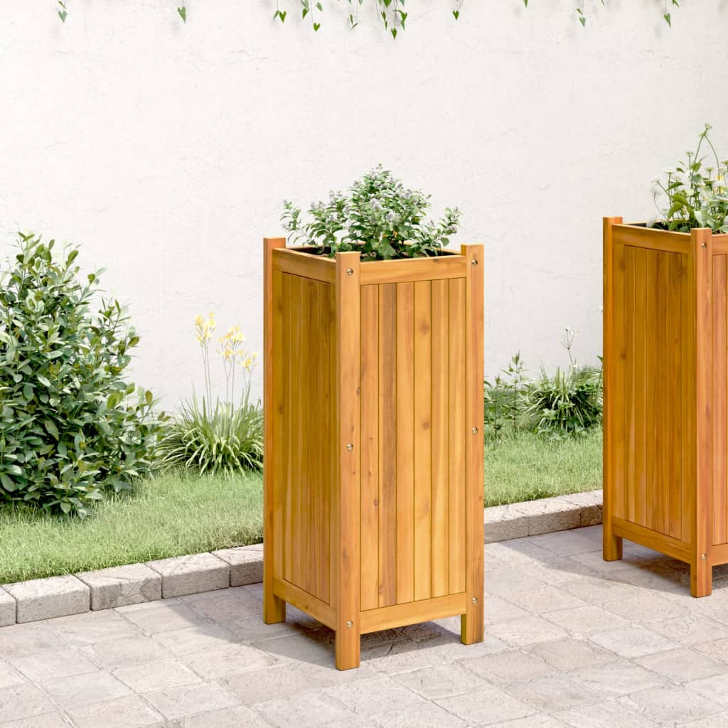 Vidaxx jardinière avec doublure 31x31x75 cm bois d'acacia massif