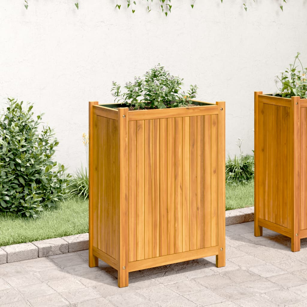 VidaXL Planter with lining 54x31x75 cm Solid acacia wood