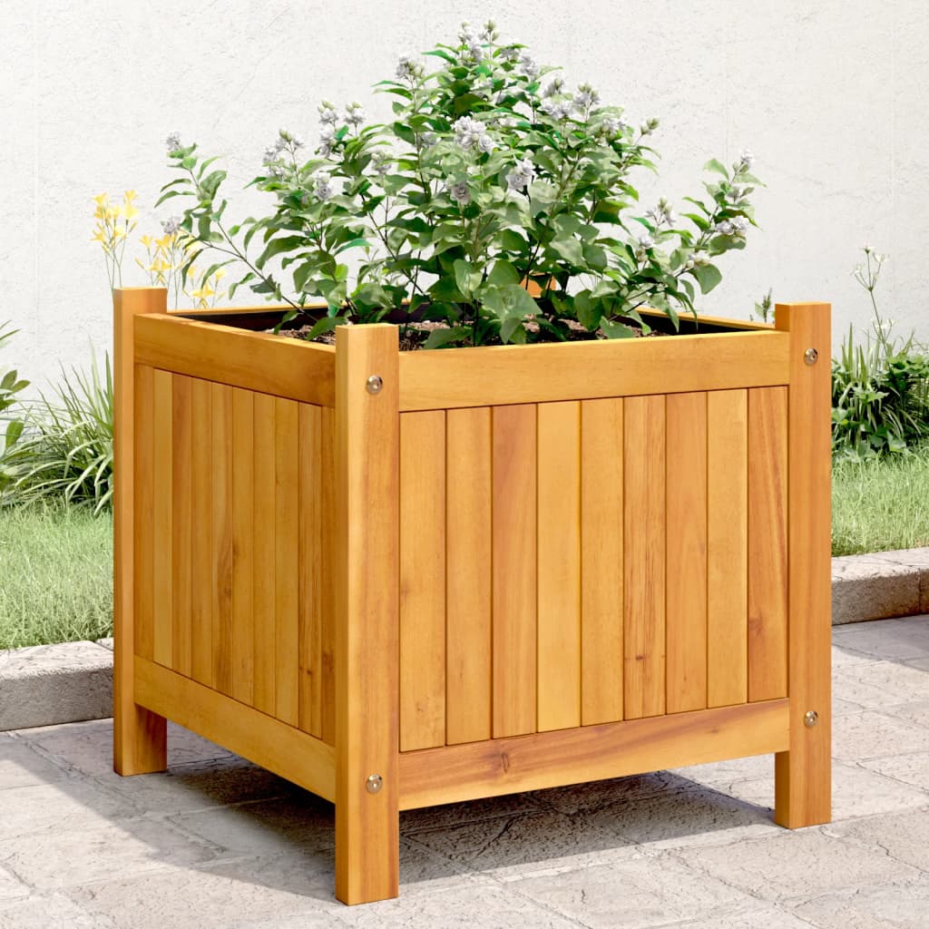 Vidaxx jardinière avec doublure 42x42x40 cm bois d'acacia massif
