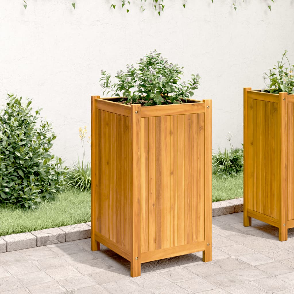 Vidaxx jardinière avec doublure 42x42x75 cm bois d'acacia massif