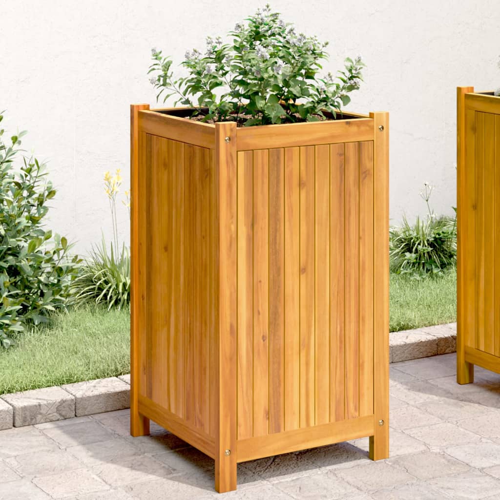 Vidaxx jardinière avec doublure 42x42x75 cm bois d'acacia massif