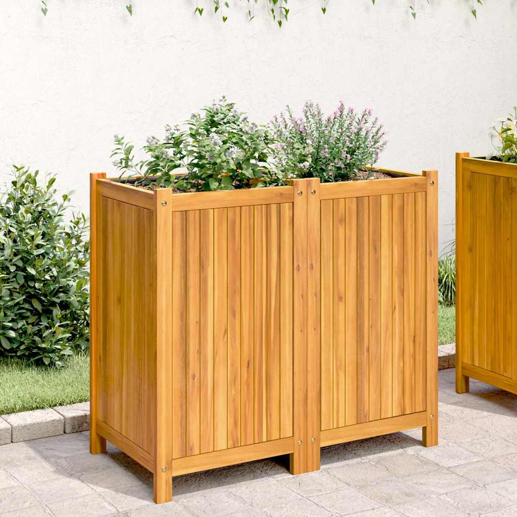 Vidaxx jardinière avec doublure 84x42x75 cm bois d'acacia massif