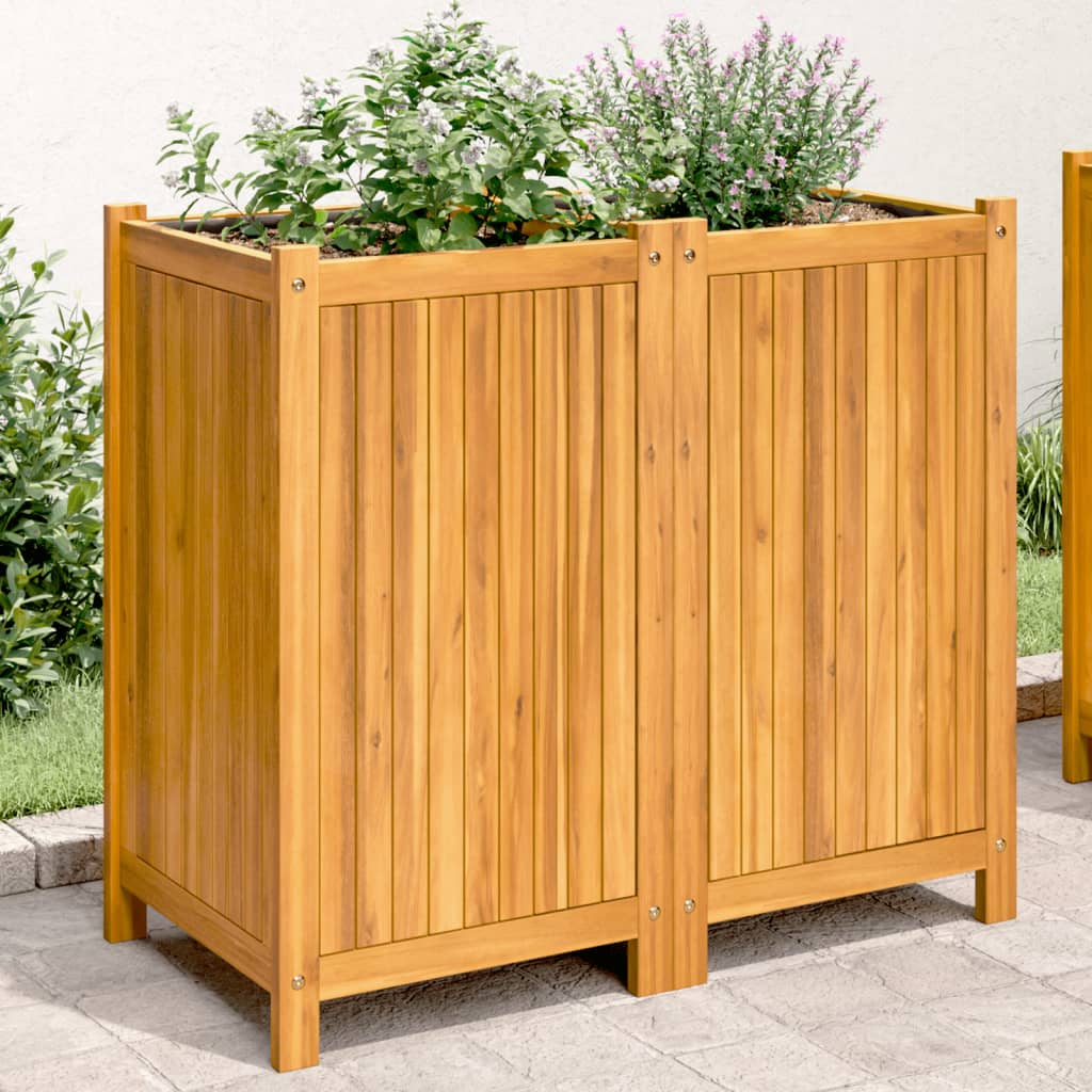 VidaXL Planter with lining 84x42x75 cm solid acacia wood