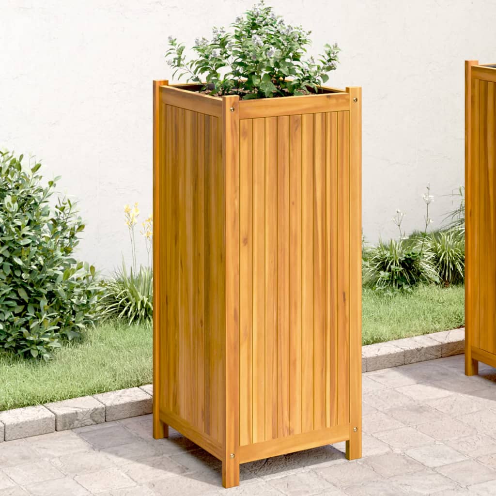Vidaxx jardinière avec doublure 42x42x100 cm bois d'acacia massif