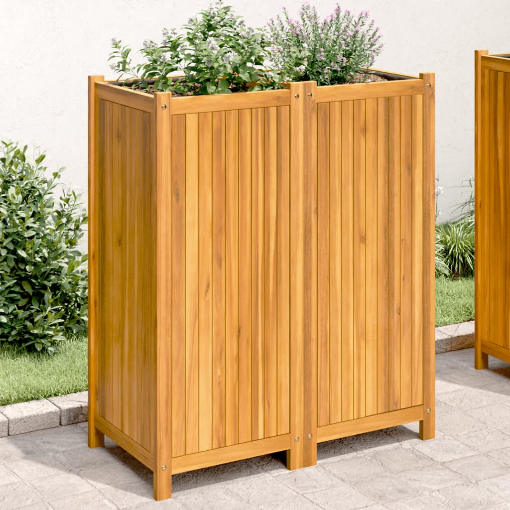 Vidaxx jardinière avec doublure 84x42x100 cm bois d'acacia massif