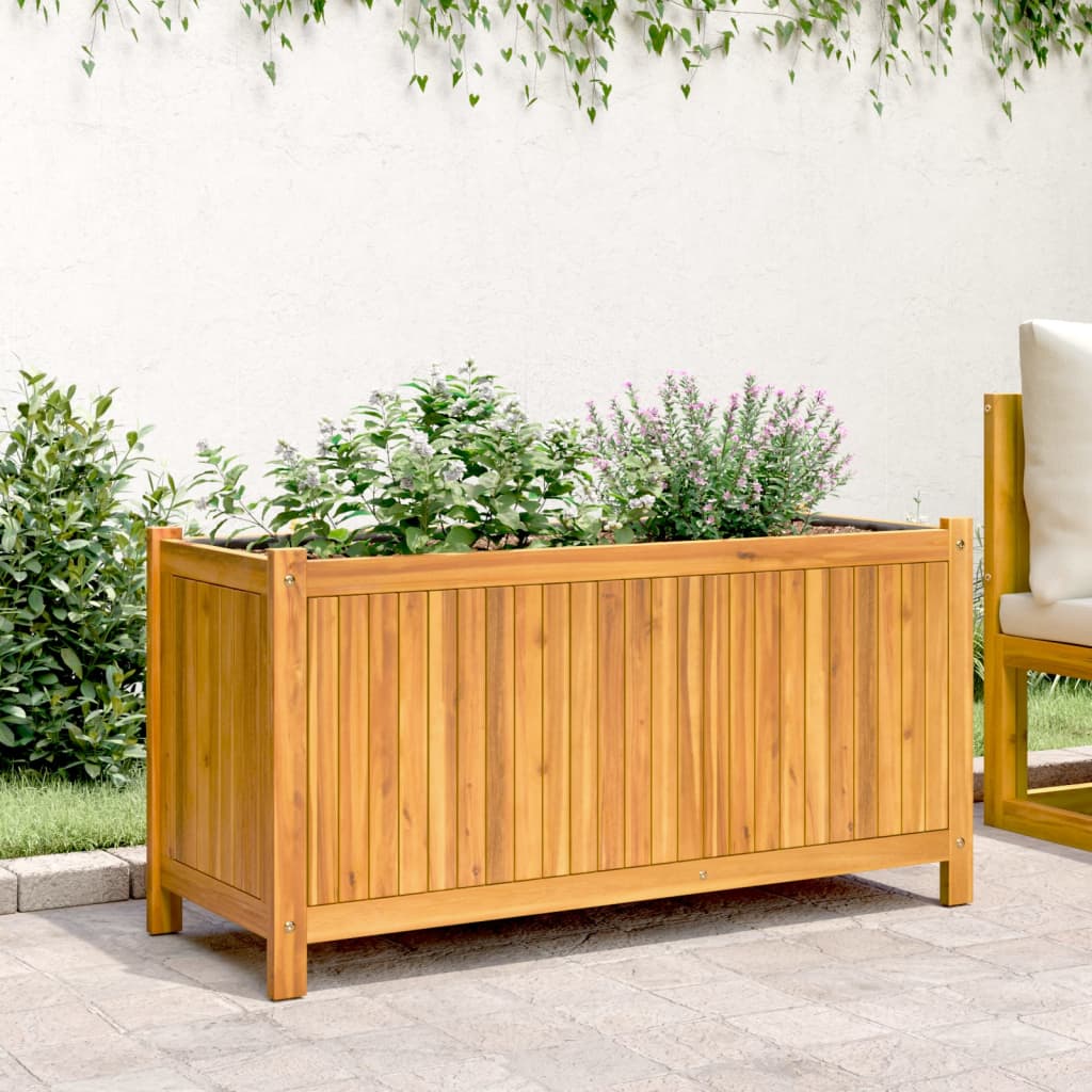 Vidaxx jardinière avec doublure 99,5x38x50 cm bois d'acacia massif