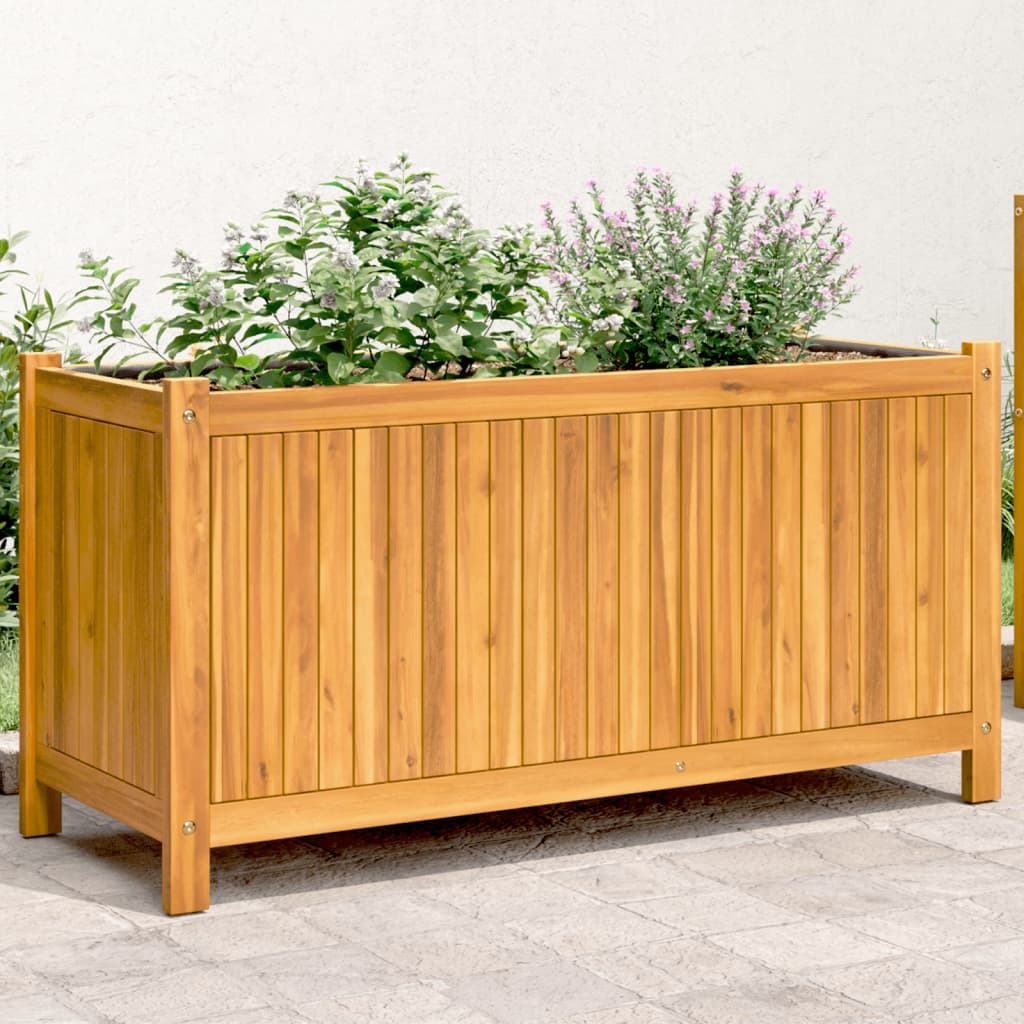 Vidaxx jardinière avec doublure 99,5x38x50 cm bois d'acacia massif
