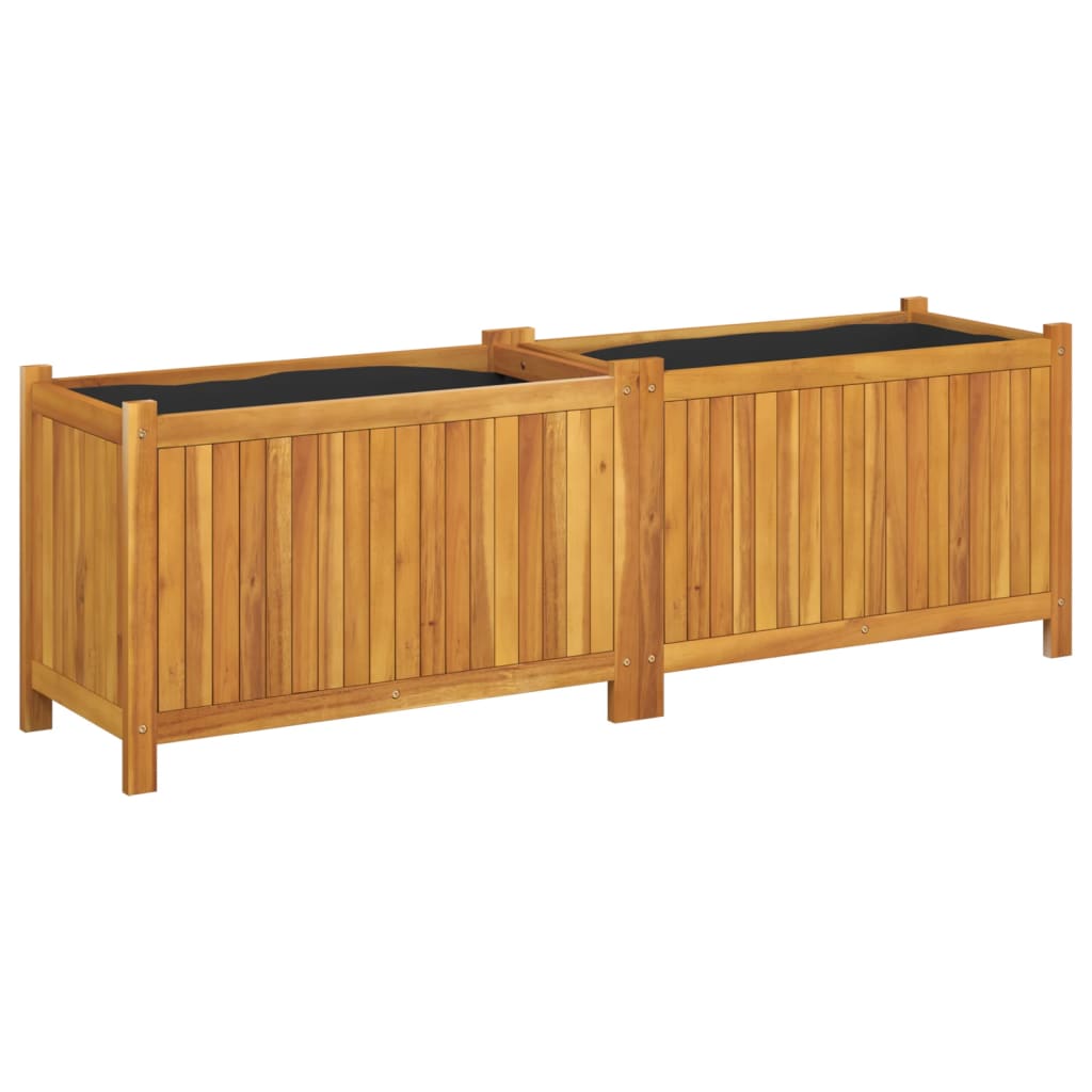 Vidaxx jardinière avec doublure 153x38,5x50 cm bois d'acacia massif