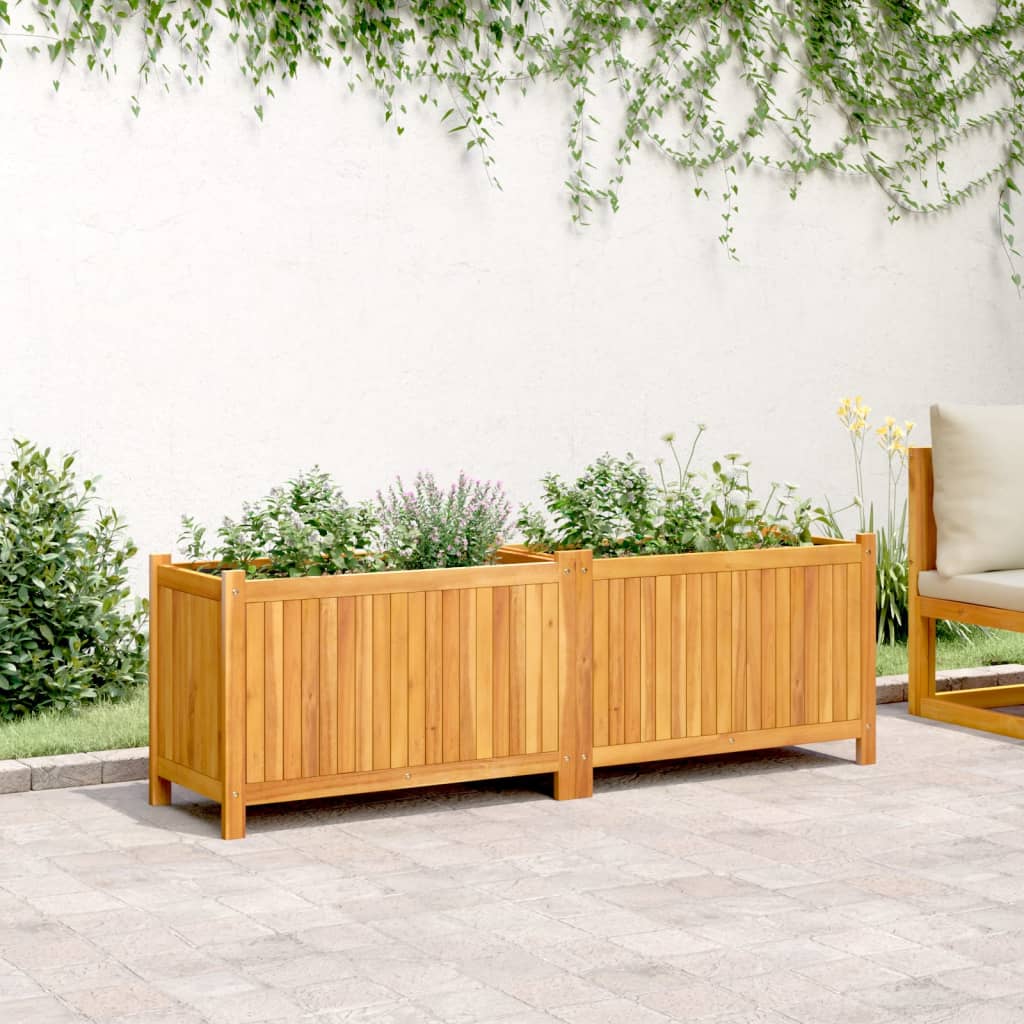 Vidaxl fioriera con fodera 153x38.5x50 cm Solid Acacia Wood