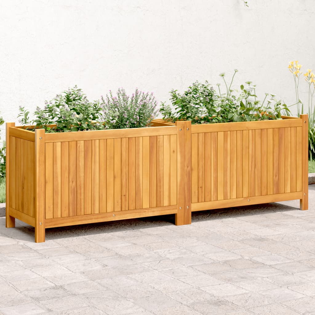 Vidaxl -planter med fôr 153x38,5x50 cm Solid Acacia Wood