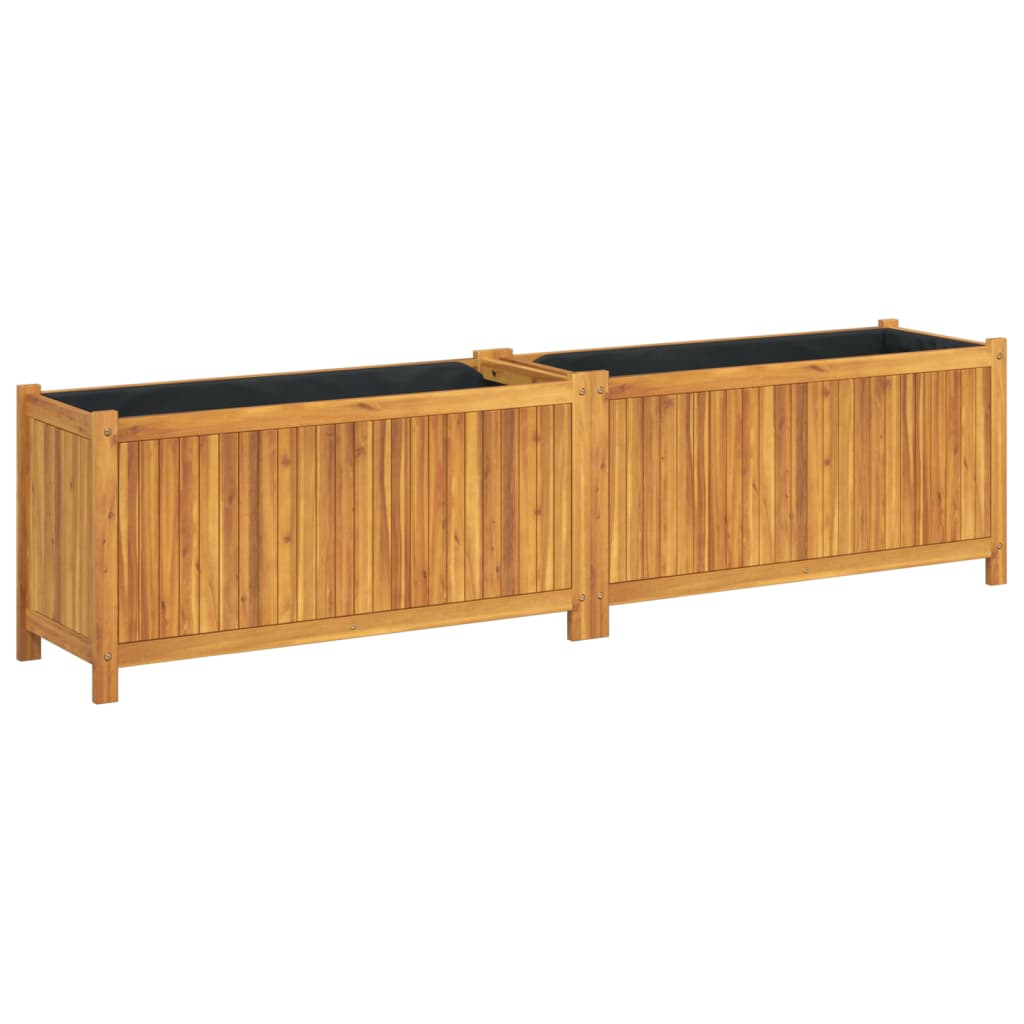 Vidaxx jardinière avec doublure 199x38,5x50 cm bois d'acacia massif