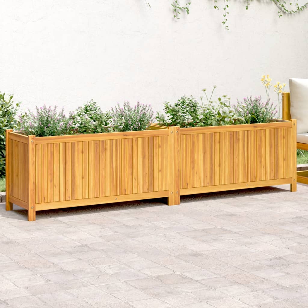 VidaXL Planter with lining 199x38.5x50 cm Solid Acaciahout