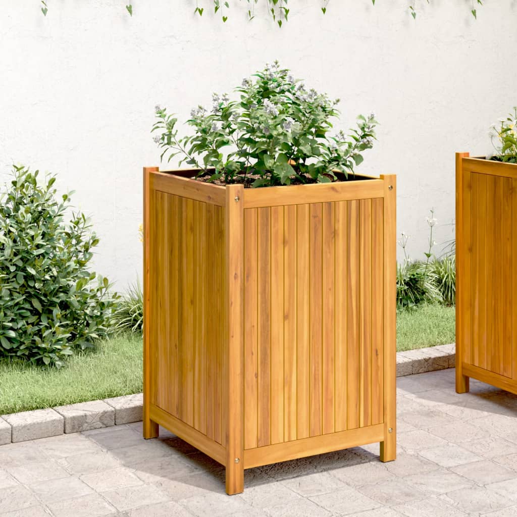 Vidaxx jardinière avec doublure 50x50x75 cm bois d'acacia massif