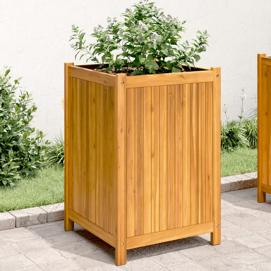 Vidaxx jardinière avec doublure 50x50x75 cm bois d'acacia massif