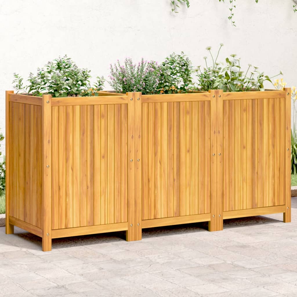 Vidaxx jardinière avec doublure 150x50x75 cm bois d'acacia massif