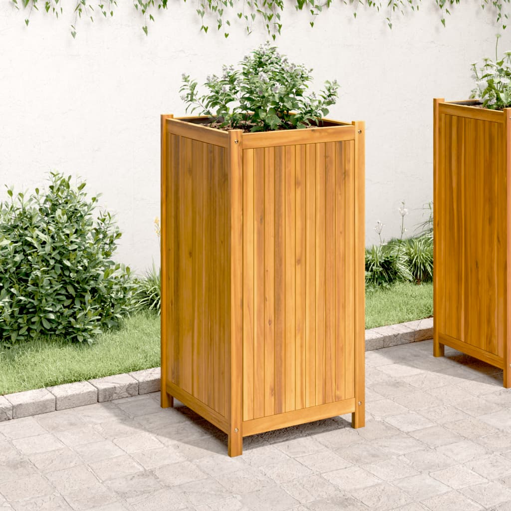 Vidaxx jardinière avec doublure 50x50x100 cm bois d'acacia massif