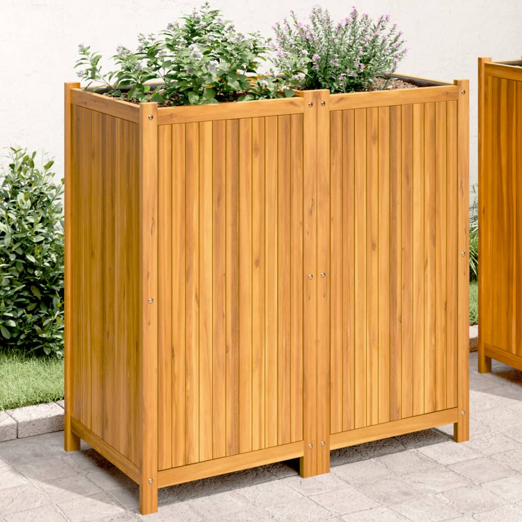 Vidaxx jardinière avec doublure 100x50x100 cm bois d'acacia massif