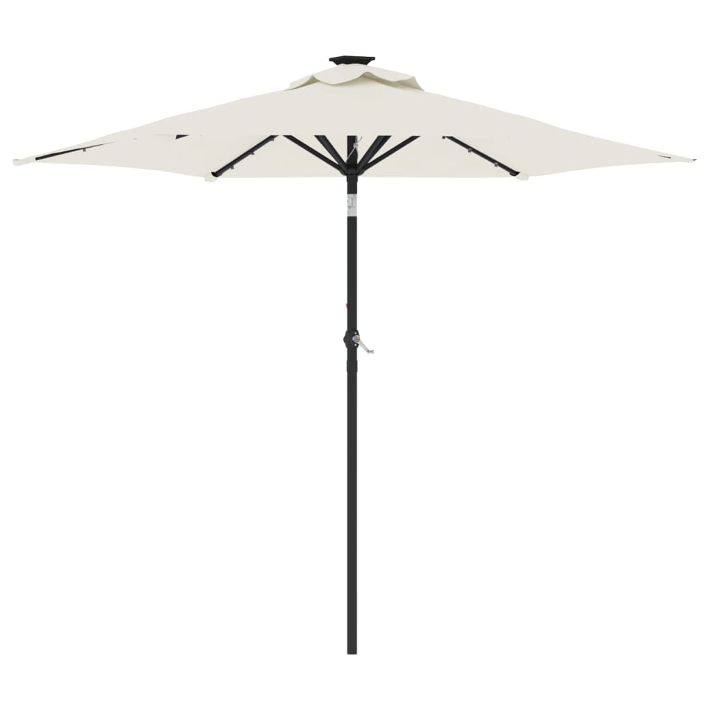 Vidaxl Parasol con LED y polo de acero 225x225x212 cm blanco