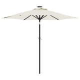 Vidaxl Parasol z LED in jeklenimi palicami 225x225x212 cm bela