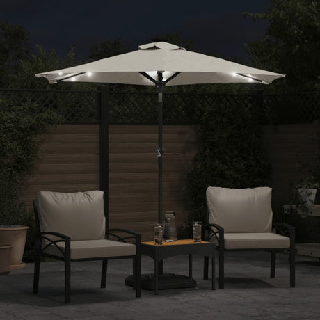Parasol Vidaxx avec LED et mât en acier 225x225x212 cm blanc