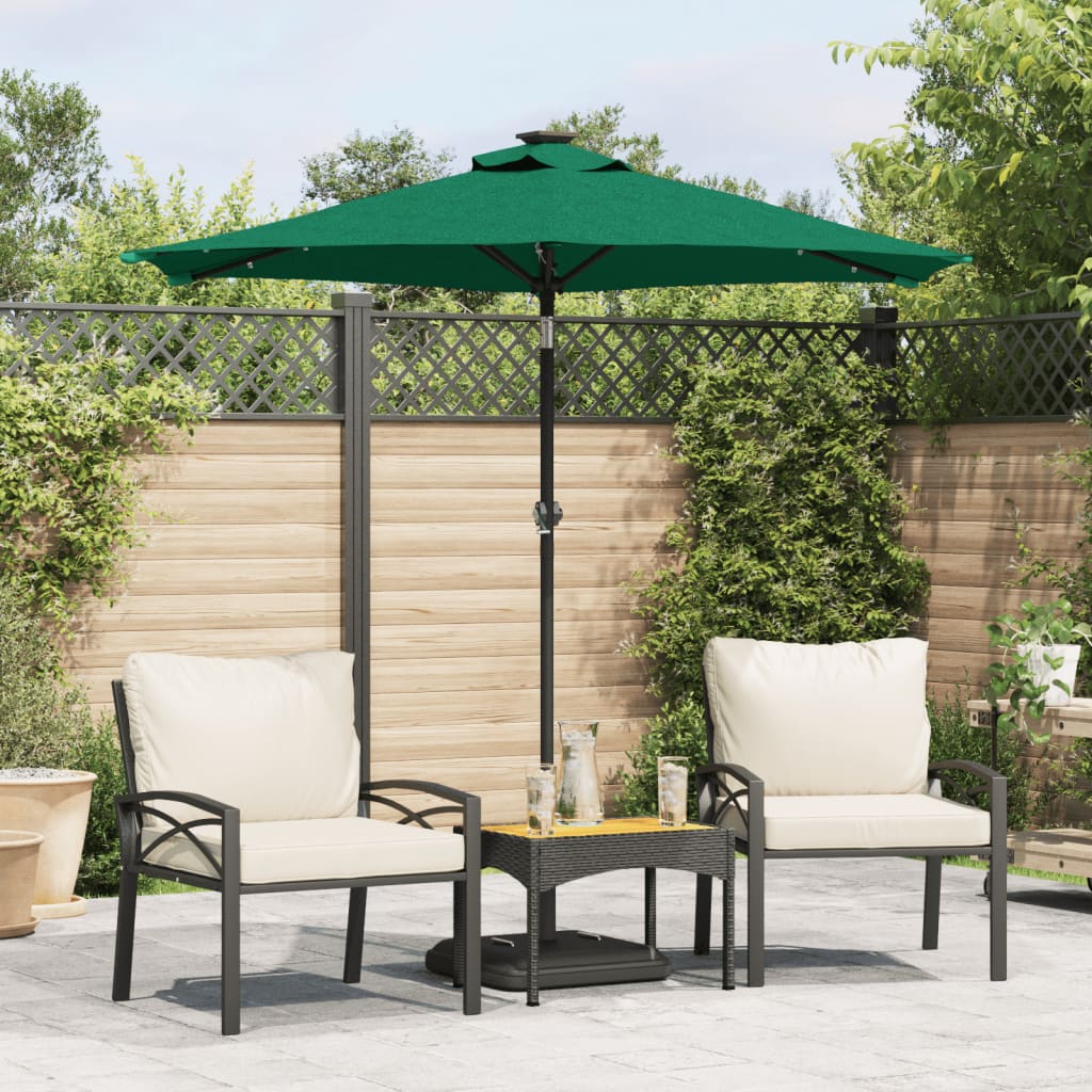Parasol Vidaxx avec LED et mât en acier 225x225x212 cm vert