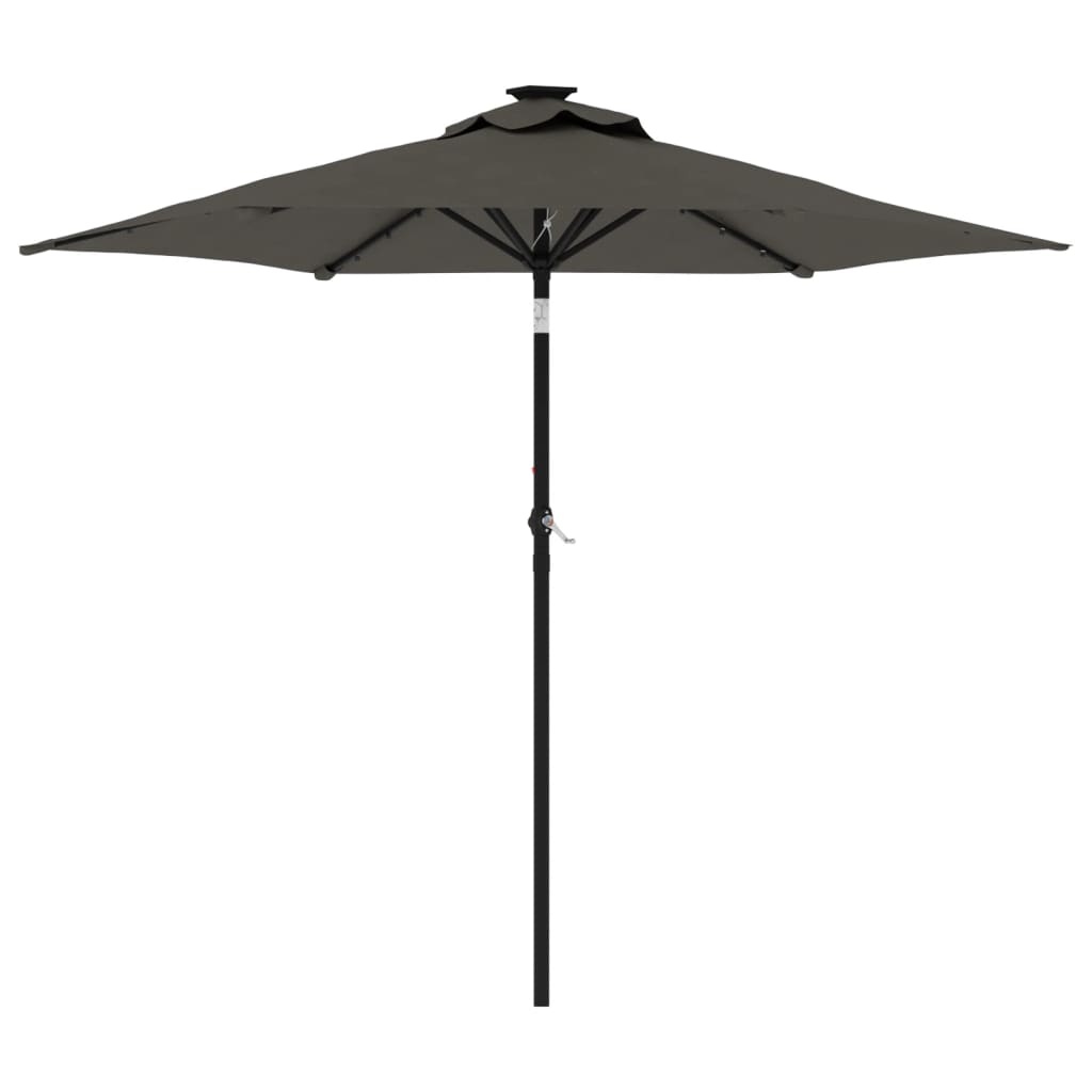 Parasol Vidaxx avec LED et mât en acier 225x225x212cm anthracite