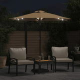 Vidaxl -Parasol mit LEDs und Stahlpol 225x225x212 cm Taupe