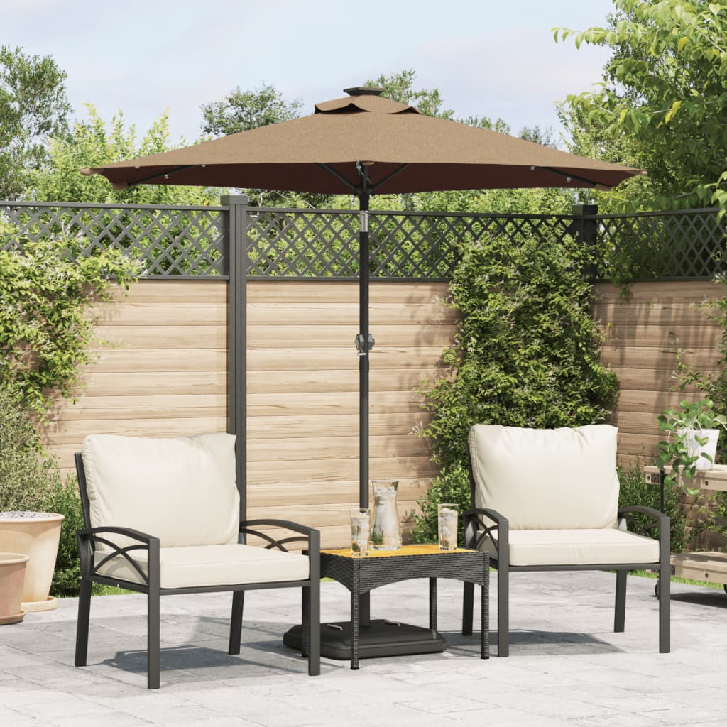 Parasol Vidaxx avec LED et mât en acier 225x225x212 cm taupe