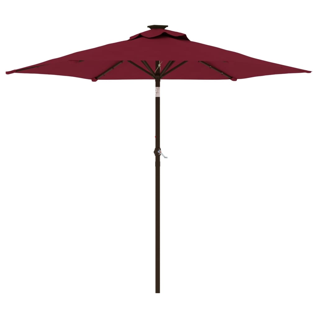 Vidaxl parasol met led's en stalen paal 225x225x212 cm bordeauxrood